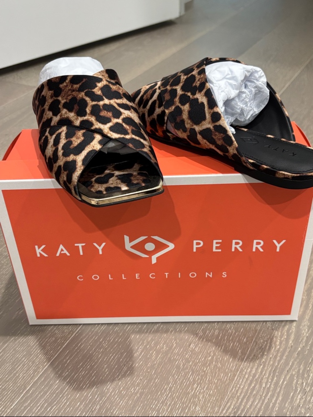 Katy Perry Collections Leopard-Print Satin Crossband Slides i’Sale”